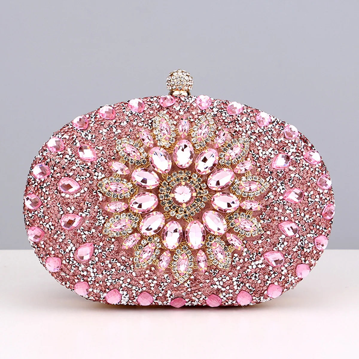 Flower Rhinestones Evening Bags Metal Prom Clutch Diamonds Clutch With Chain Shoulder Handbags Wedding Female Purse