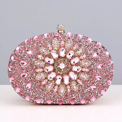 Flower Rhinestones Evening Bags Metal Prom Clutch Diamonds Clutch With Chain Shoulder Handbags Wedding Female Purse