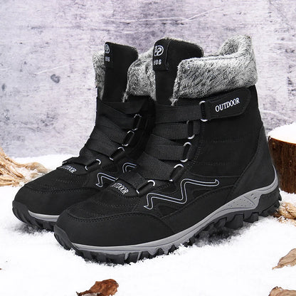 Winter Boots Men 2023 New Warm Plush Snow Boots Unisex Women Outdoor Work High Top Hiking Shoes Non-slip Mid-Calf Boots