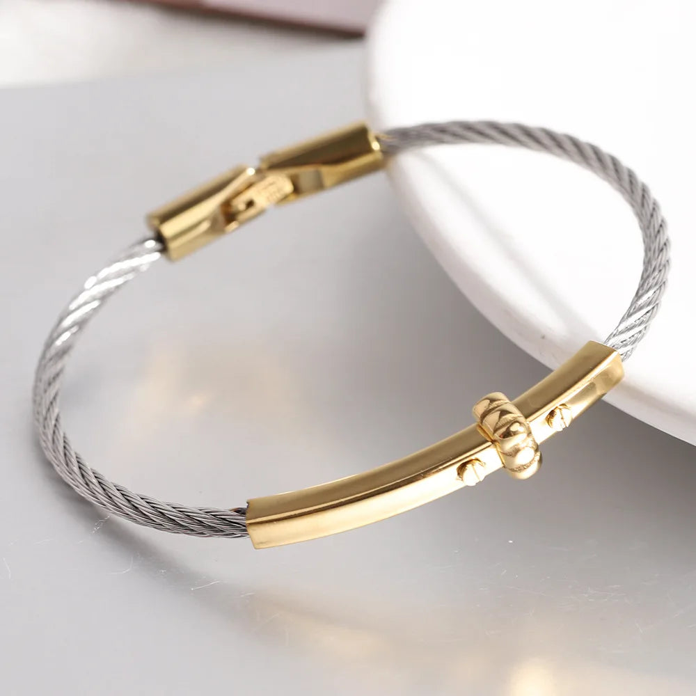 Stainless steel round cable bracelet high quality steel wire Bolt buckle women's bracelet jewelry