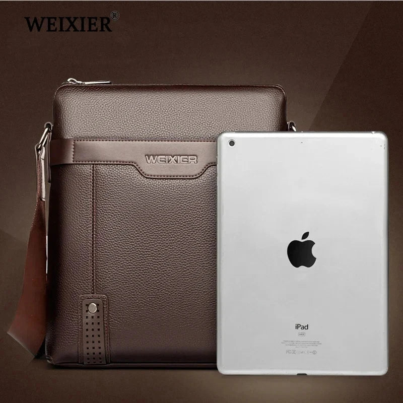 WEIXIER Brand Men's Shoulder Bag Fashion Vintage PU Leather Casual Large Capacity Backpack Messenger Male Crossbody bag Business