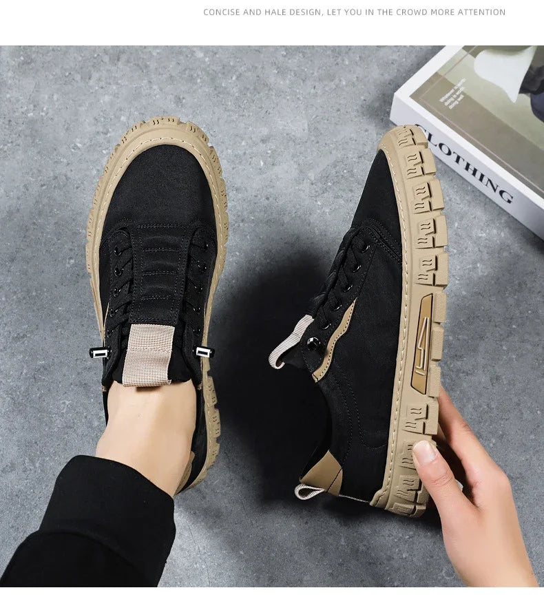 2024 New Men Canvas Shoes Brand Breathable Men Casual Shoes Fashion Comfortable Sneakers Platform Slip on Vulcanized Shoes Male