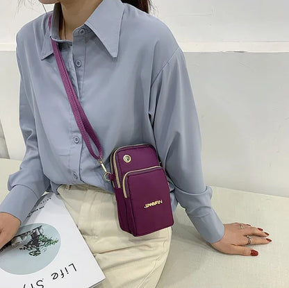 New Arrival Crossbody Phone Purse Bags For Women Solid Color Waterproof Nylon Small Shoulder Bag Multi-Zipper Handbag Clutch