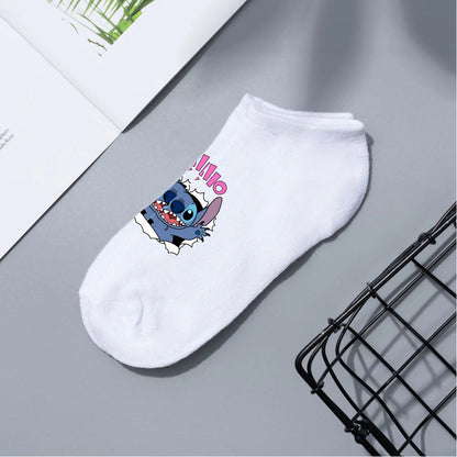 Anime Disney Lilo & Stitch Short Socks Cartoon Boat Socks Spring Summer Breathable Socks for Men and Women Cotton Ankle Socks