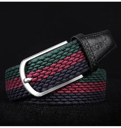 Men Women Stretch Belt For Unisex Knitted Braided Metal Pin Buckle Male Canvas Pants Jeans Elastic Belt