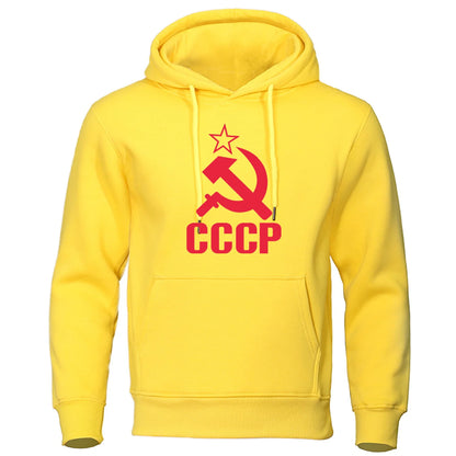 CCCP Popular Fashion Autumn New Fashion Letter Minimalist Printed Elastic Top Loose Men's Hooded Sweatshirt Hip Hop Hoodie Sweat