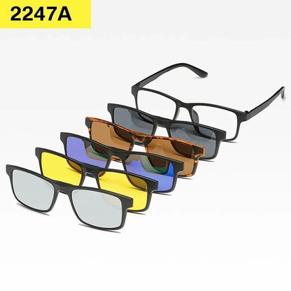 6 In 1 Custom Men Women Polarized Optical Magnetic Sunglasses Clip Magnet Clip on Sunglasses Polaroid Clip on Sun Glasses Frame