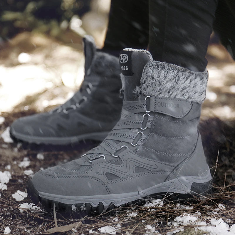 Winter Boots Men 2023 New Warm Plush Snow Boots Unisex Women Outdoor Work High Top Hiking Shoes Non-slip Mid-Calf Boots