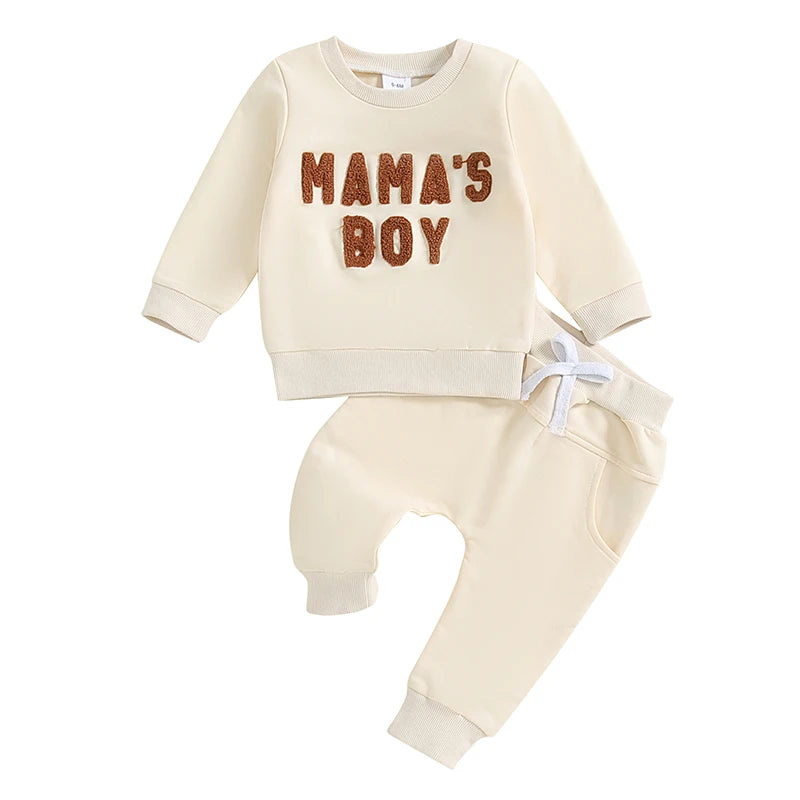 2024-06-27 Lioraitiin Toddler Boys Fall Outfits Letter Embroidered Long Sleeve Sweatshirts and Long Pants 2Pcs Clothes Set