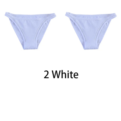 2Pcs/set Women Cotton Panties Female Mesh Underwear Solid Color Bikini Briefs Underpants Ladies Cotton Panty Girls Lingerie