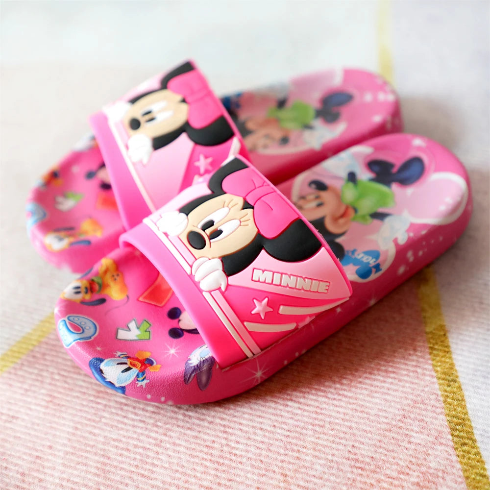 New Summer Children Sandals Kids Cartoon Minnie Toddler Boys Girls Soft Sole Shoes Anti-Slip Slippers Wearable in all seasons