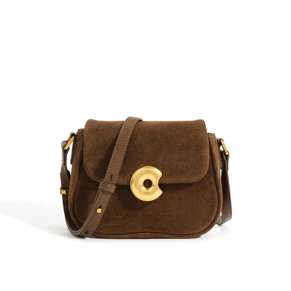 2024 Autumn New Style Women Mini Saddle Bag Ladies Retro Suede Leather Messenger Female Frosted Leather Cross-body Shoulder Bag