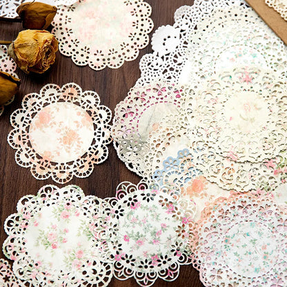 Vintage Leaves Lace Doily Paper Pieces Scrapbooking Paper Pack Handmade Craft Paper Background Pad Card Wrapping Cardstock