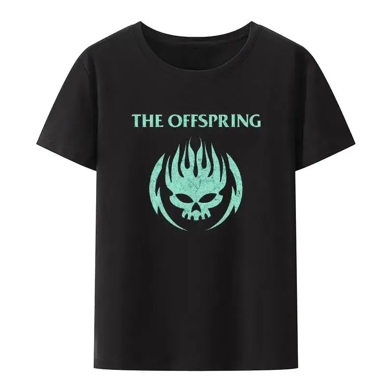 Flame Skull Head Punk Print TShirt Women and Men The Offspring Band Hip-hop Streetwear Fashion Cool Camisetas Plus Size Tops