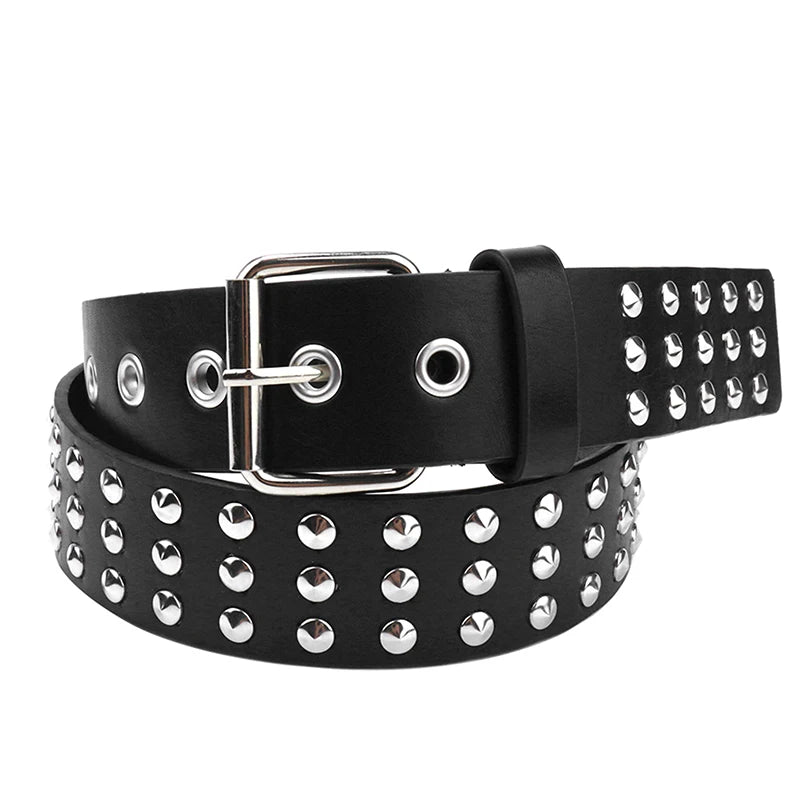 Rivet Hollow Bullet Decoration Belt Fashion Ladies Leather Studded Gift Man's Goth Rock Wild Adjustable Women Punk Black Belt