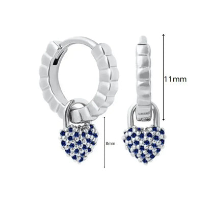 925 Sterling Silver Needle Heart Shape Pave Zircon Pendant Hoop Earrings for Women Light Luxury Anniversary Party Gifts Earrings