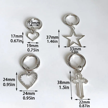 2PCS Hollow Big Stars Hearts Pendant Boots Shoes Buckles Decoration Metal Fashion Hearts Pendant Boots Shoes Buckles Shoe Charm