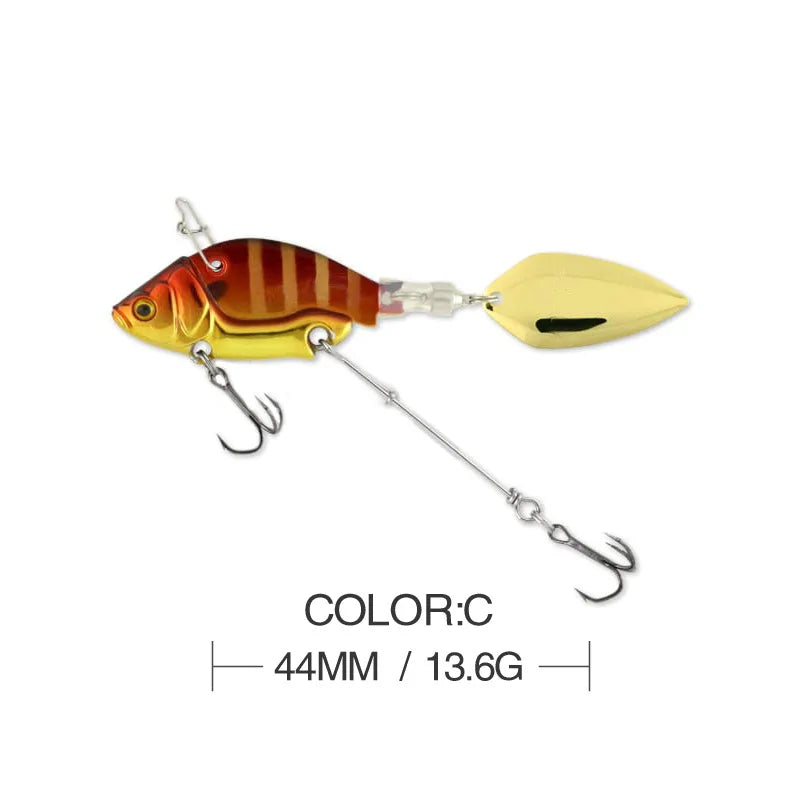 NEW Rotating Metal VIB vibration Bait Spinner Spoon Fishing Lures 13.6g 4.4cm Jigs Trout Winter Fishing Hard Baits Tackle Pesca