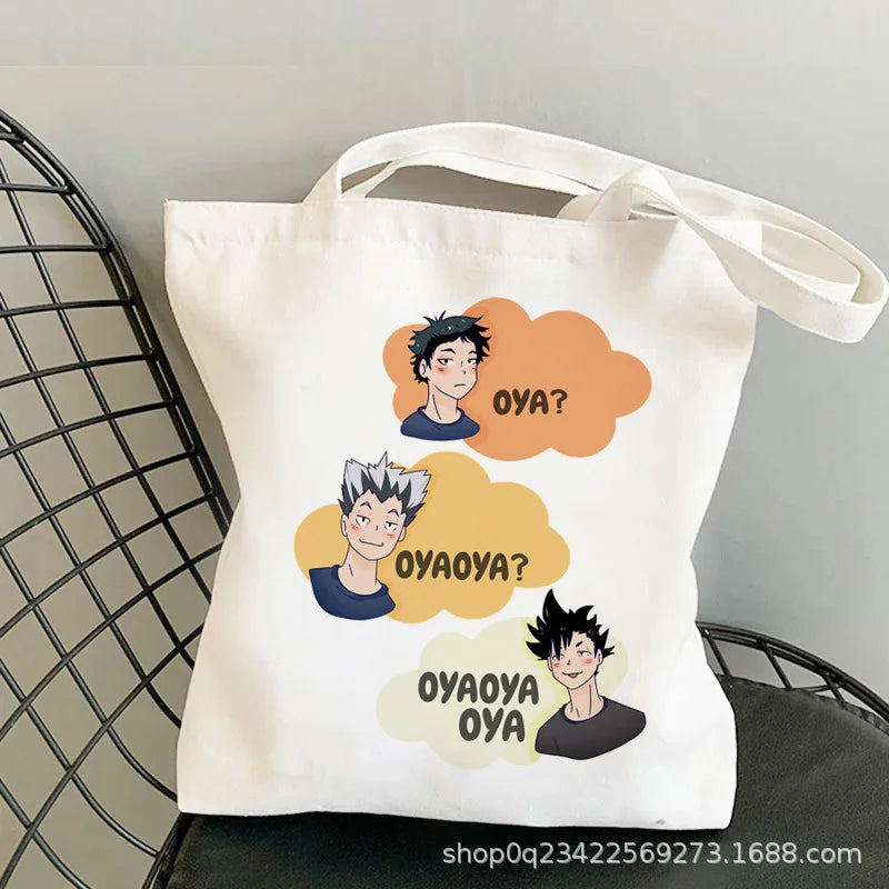 Anime Haikyuu Printed Canvas Bag Original Night One Shoulder Student Fashion Handbag in Stock