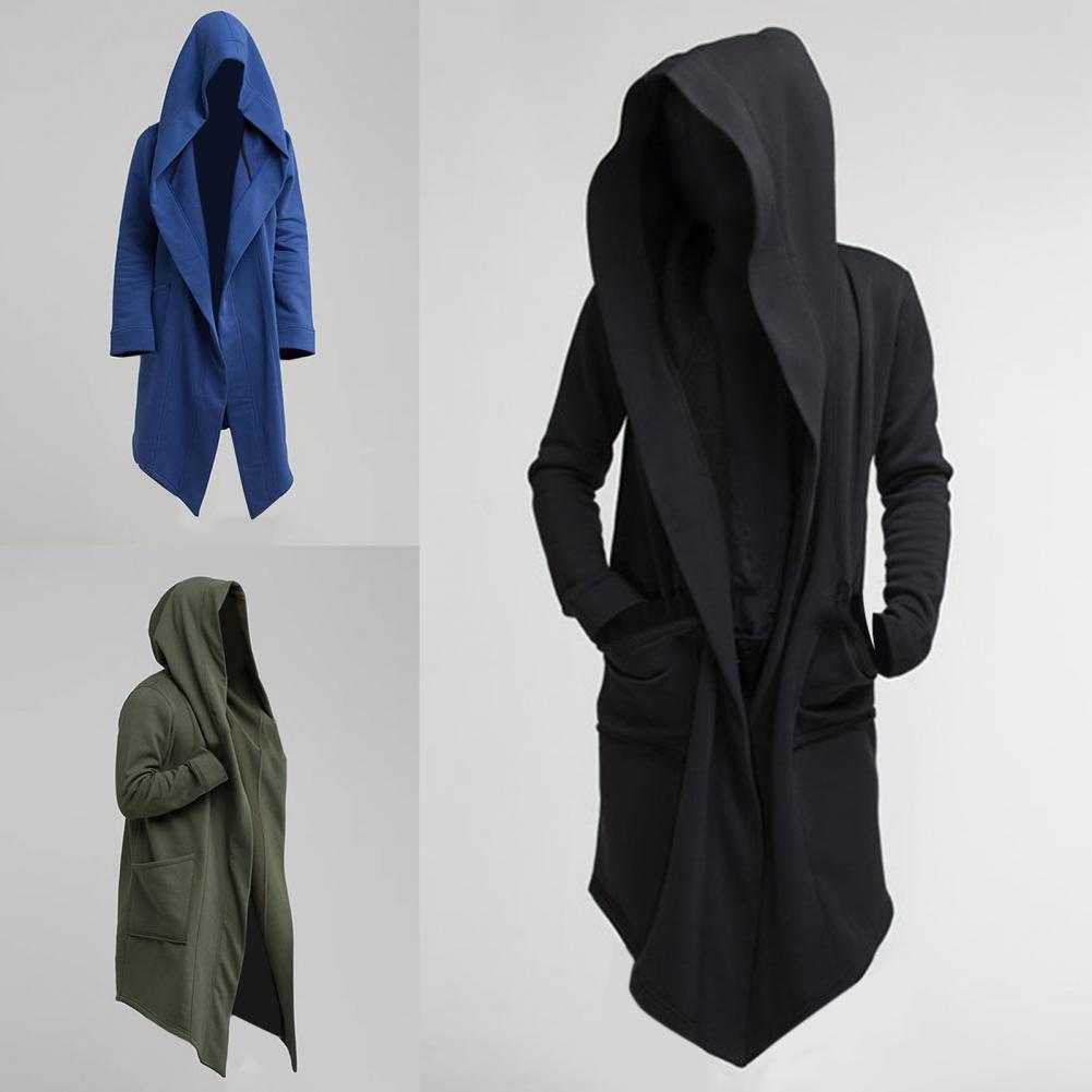 Leisure  Cool Hooded Men Trench Coat Extra Long Jacket Oversize   for Autumn