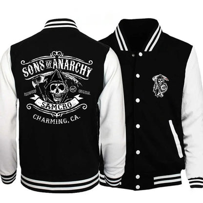 Sons of Anarchy Harajuku Baseball Unisex Outdoor Street Cool Sons of Anarchy Sweatshirt Jacket Skull Coat Top