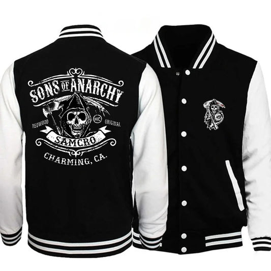 Sons of Anarchy Harajuku Baseball Unisex Outdoor Street Cool Sons of Anarchy Sweatshirt Jacket Skull Coat Top