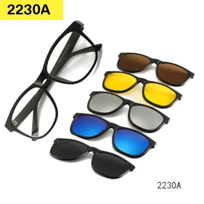 6 In 1 Custom Men Women Polarized Optical Magnetic Sunglasses Clip Magnet Clip on Sunglasses Polaroid Clip on Sun Glasses Frame