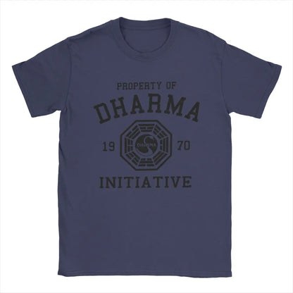 Men's Dharma Initiative T Shirts 1977 Tv Show Lost Cotton Clothes Novelty Short Sleeve Round Collar Tee Shirt Big Size T-Shirt