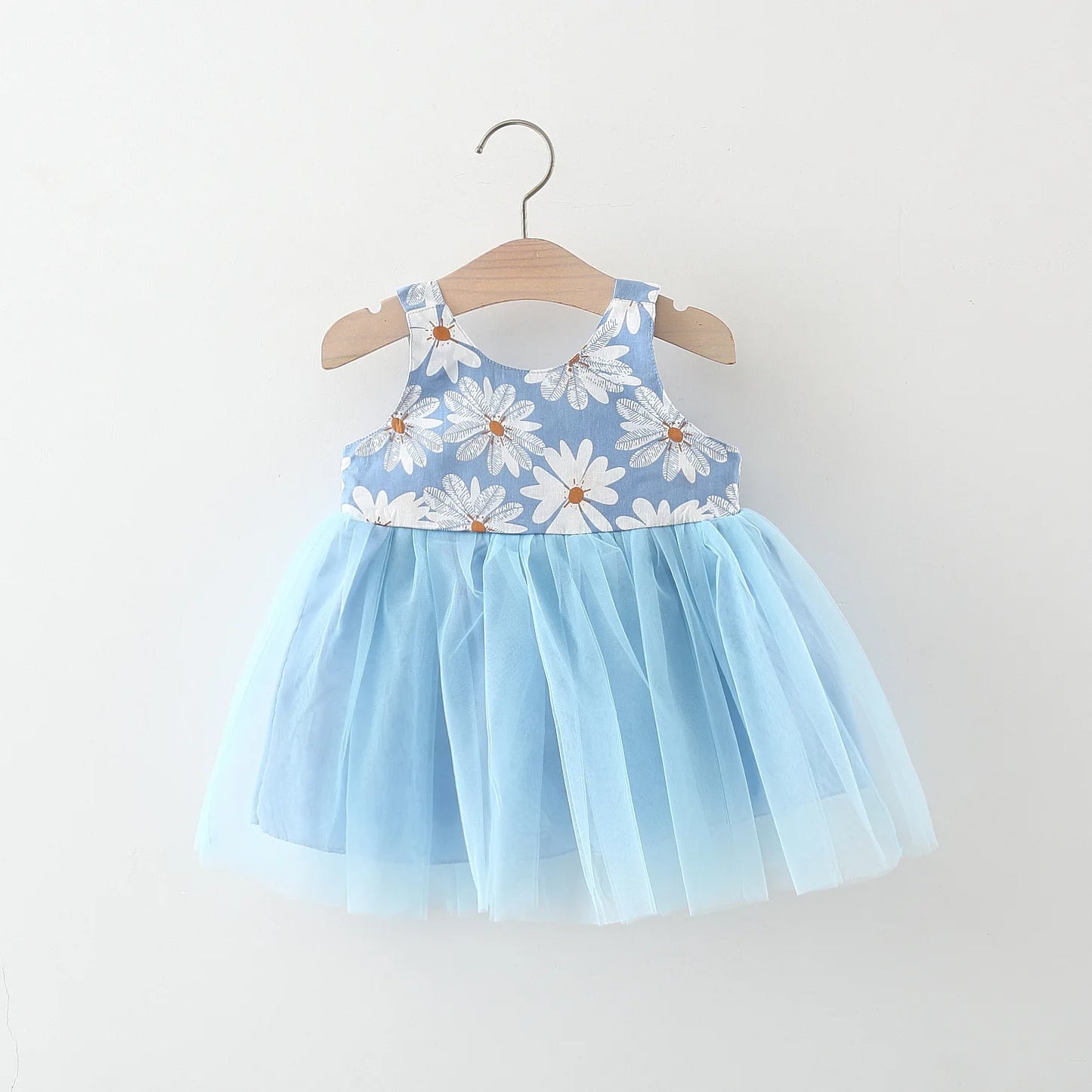 Girls Summer New Fragmented Flower Hanging Strap Mesh Skirt Children's Princess Skirt Holiday Beach Skirt Children's Clothing