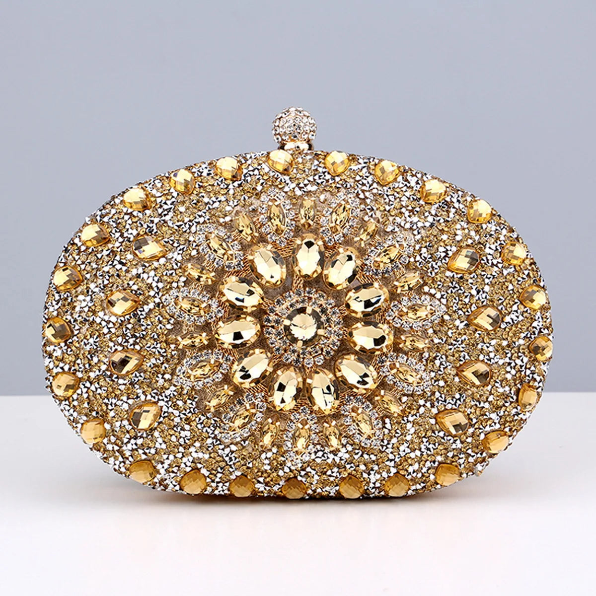 Flower Rhinestones Evening Bags Metal Prom Clutch Diamonds Clutch With Chain Shoulder Handbags Wedding Female Purse