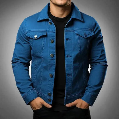 Men Fashion Casual Jacket Washed Denim Top Autumn Loose Large Size Denim Jacket Men Jacket