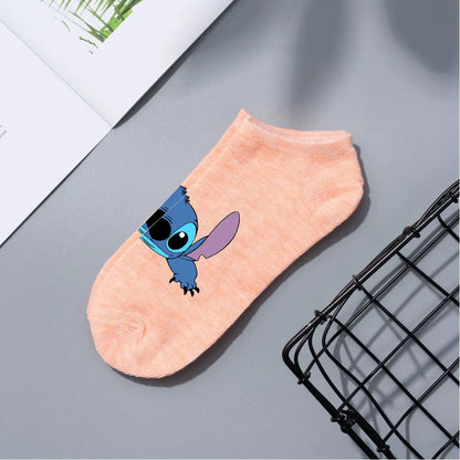 Anime Disney Lilo & Stitch Short Socks Cartoon Boat Socks Spring Summer Breathable Socks for Men and Women Cotton Ankle Socks