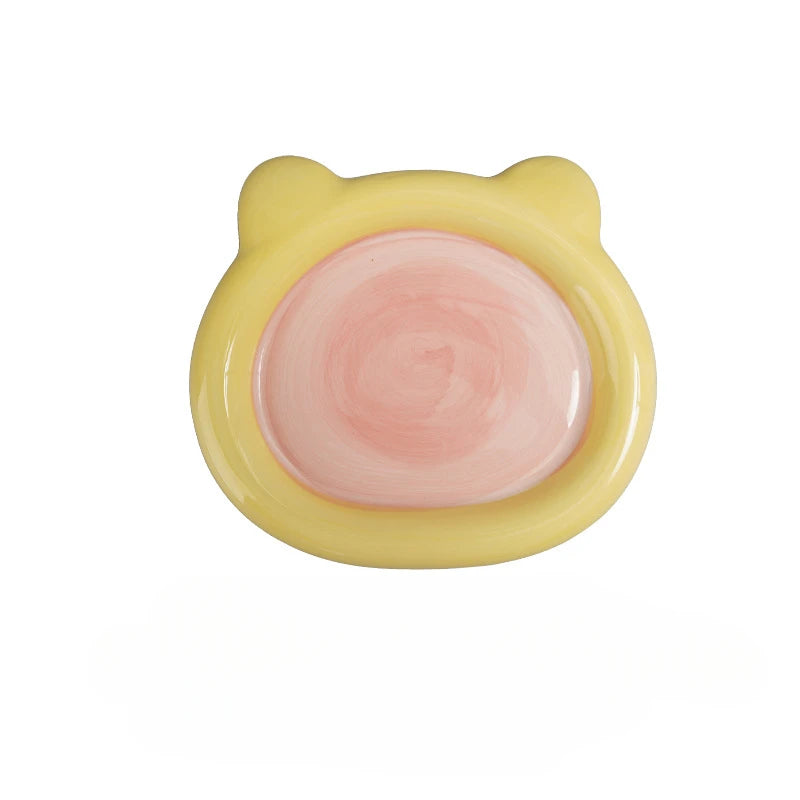 Pet Cat Bowl Cute Cartoon Pet Drinking Water Feeding Bowl Ceramics Cat Food Dog Food Utensils Cat Dog Pet Supplies Accessories