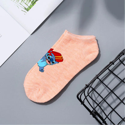 Anime Disney Lilo & Stitch Short Socks Cartoon Boat Socks Spring Summer Breathable Socks for Men and Women Cotton Ankle Socks