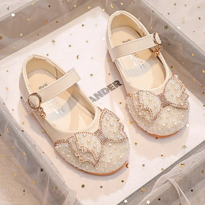 Children Princess Shoes Glitter Party Wedding Shoes for Girls Fashion Rhinestone Toddlers Ballet Flats Causal Kids Leather Shoes