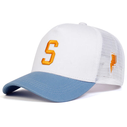 Unisex S Letter Embroidery Side Lightning Baseball Net Caps Spring and Summer Outdoor Adjustable Casual Hats Sunscreen Hat