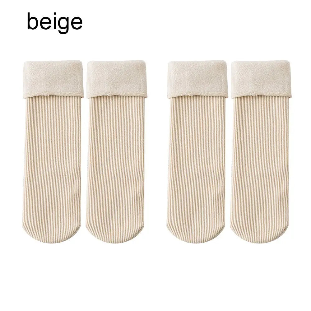 2Pairs Winter Wamer Socks Children Velvet Thicken Seamless Home Floor Socks Snow Thermal Keeping Sleeping Socks For Boys Girls