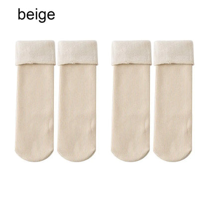 2Pairs Winter Wamer Socks Children Velvet Thicken Seamless Home Floor Socks Snow Thermal Keeping Sleeping Socks For Boys Girls