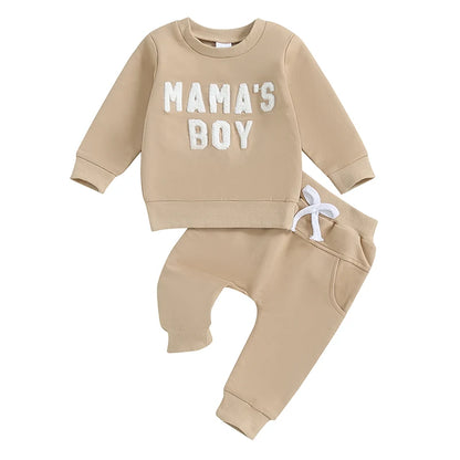 2024-06-27 Lioraitiin Toddler Boys Fall Outfits Letter Embroidered Long Sleeve Sweatshirts and Long Pants 2Pcs Clothes Set