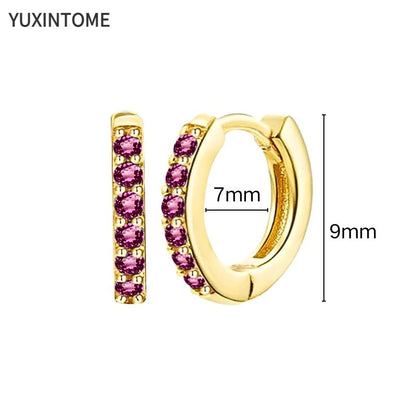 925 Silver Ear Needle Rose Red Hoop Earrings For Women Exquisite Water Drop/Flower/Heart Crystal Piercing Huggie Earring Jewelry