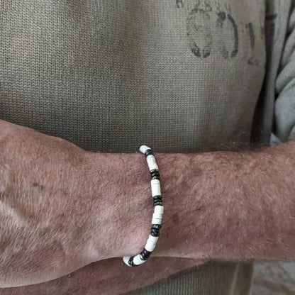 Men's Black Onyx Round Bead & Arrow Stone Bead Yoga Bracelet