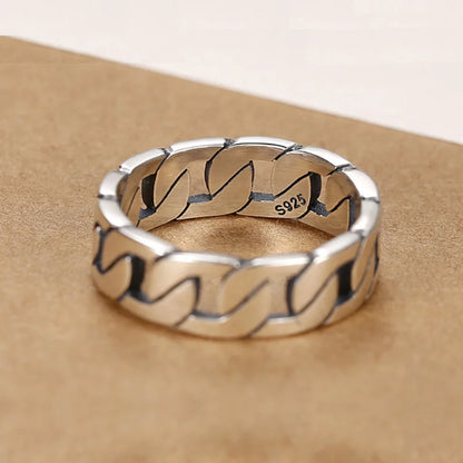 Real Silver Weave Ring For Man Woman Couple Rings S925 Sterling Silver Retro Classical Simple Lover Ring Jewelry Gift