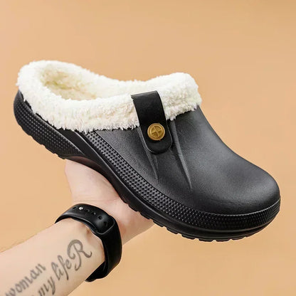 New Indoor Warm Slippers for Women Luxury Garden Shoes Soft Waterproof EVA Plush Slippers Female Clogs Couples Home Cotton Shoes