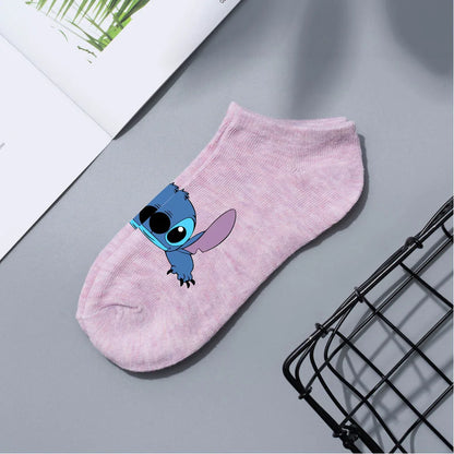 Anime Disney Lilo & Stitch Short Socks Cartoon Boat Socks Spring Summer Breathable Socks for Men and Women Cotton Ankle Socks