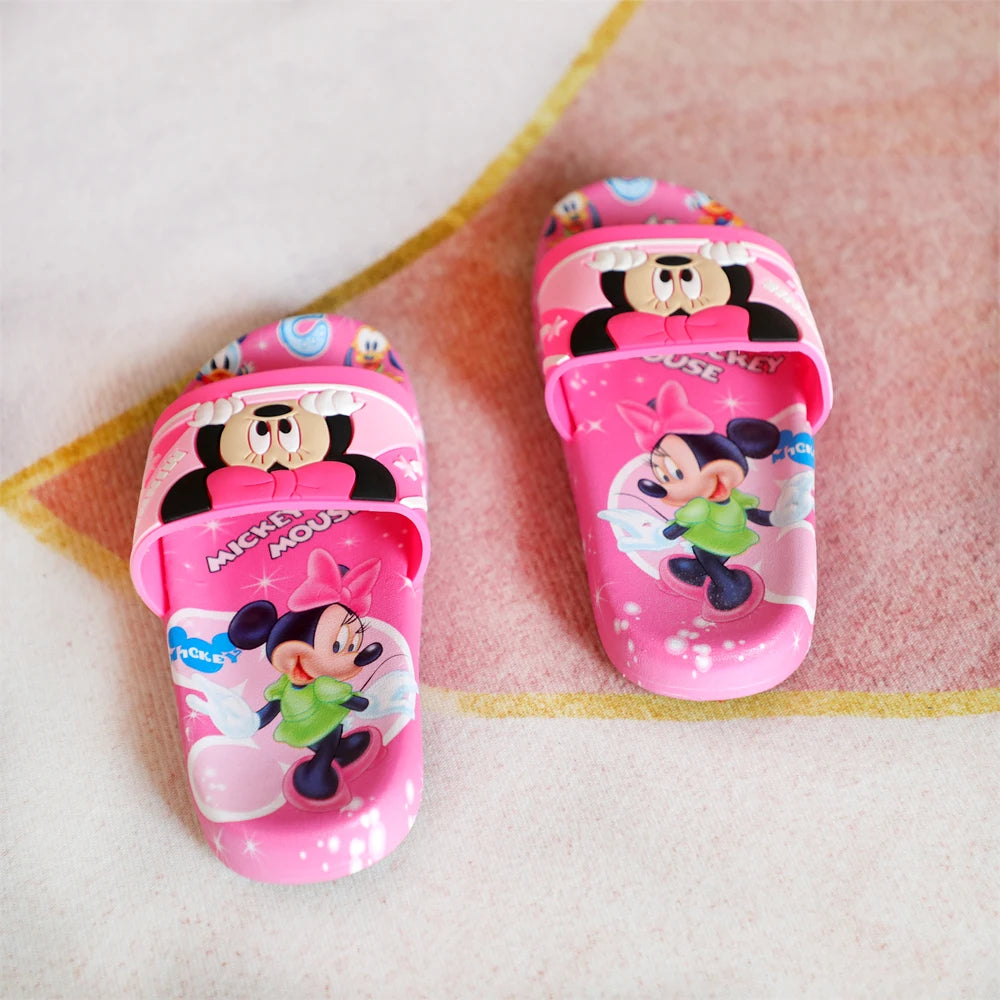 New Summer Children Sandals Kids Cartoon Minnie Toddler Boys Girls Soft Sole Shoes Anti-Slip Slippers Wearable in all seasons