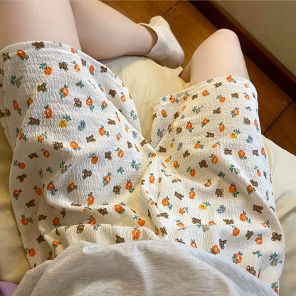 2024 New Summer Shorts Pajamas  Women Shorts  Women's Bottoms Soft Pants Cute floral print Loose Pants Womens Pajama Pant