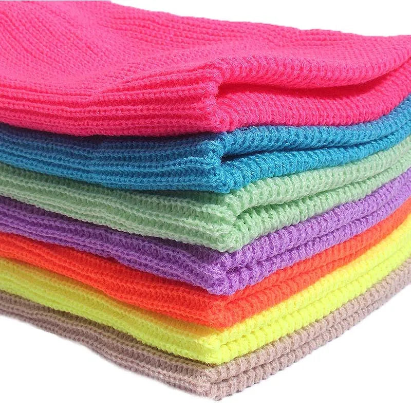 Winter Hats for Unisex New Beanies Knitted Solid Fluorescent  Caps Warmer Casual Beanies Trendy Hat  All-match Multicolor Candy