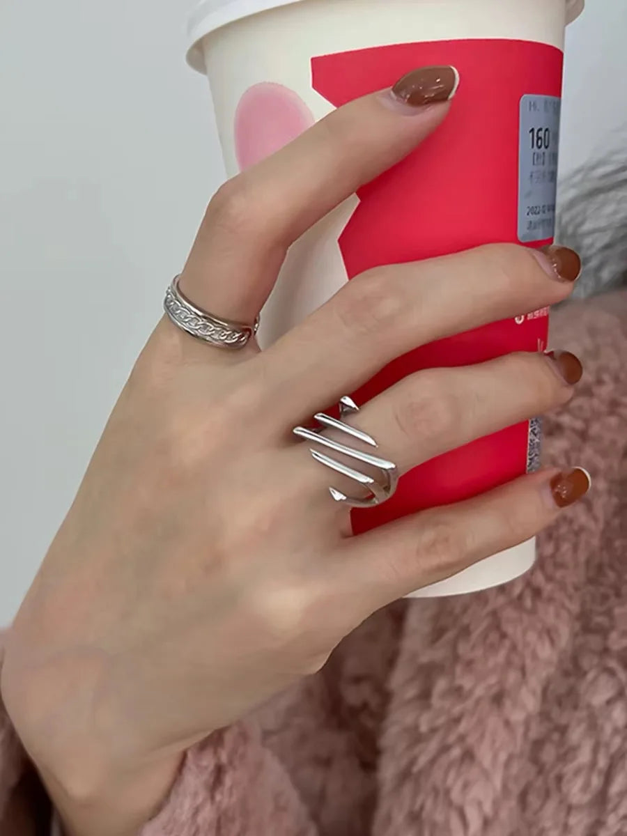 BF CLUB 925 Sterling Rings for Women Fashion Geometric Handmade Irregular Retro Layers Ring Party Christmas Gift