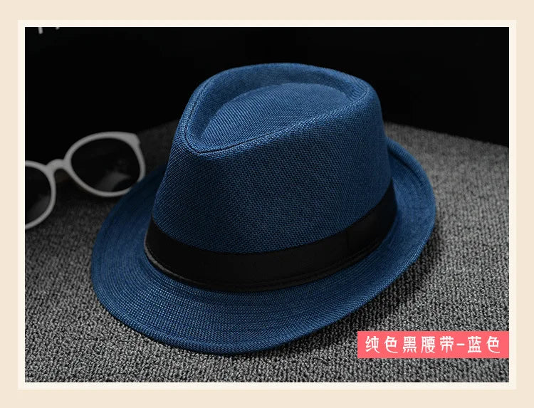 Summer Fedora Hat for Men Fashionable Elegant Vintage Black Women White Red Brim 1920s Panama Top Jazz Beach Unisex Classic Cap