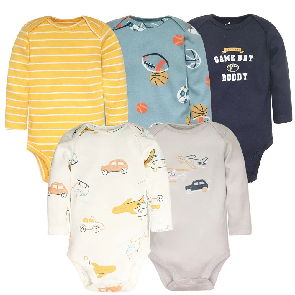 Baby Boy Bodysuits 5 Pieces Newborn Clothes Set Toddler Baby Girl Clothing 100% Cotton Soft Infant New Cartoon Bebe Jumpsuits